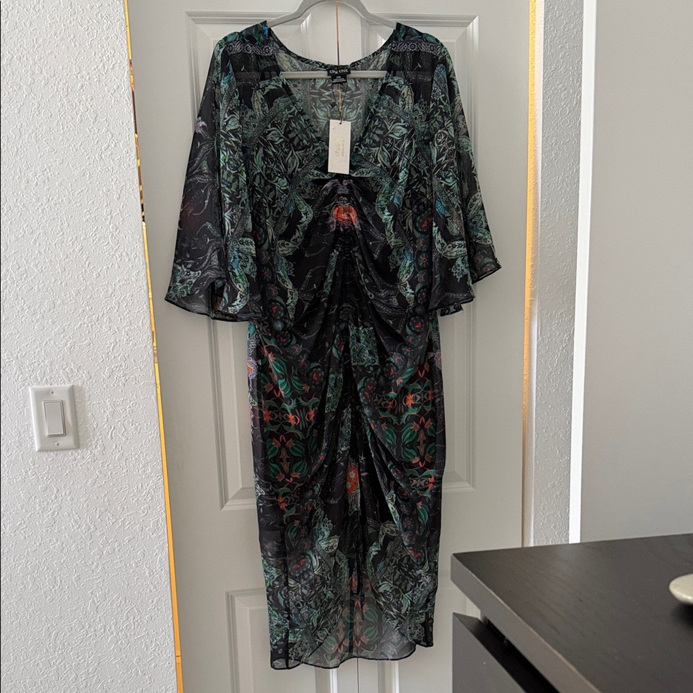 City Chic Elegant Multicolor Sheer Dress